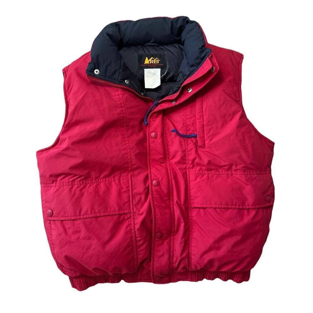 Vintage REI Men's Thick Goose Down Puffer Vest, size medium, Red